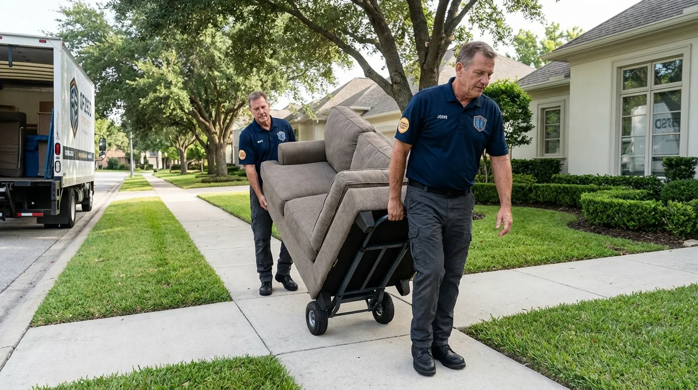 Local residential moving crew loading furniture in Granville, MA